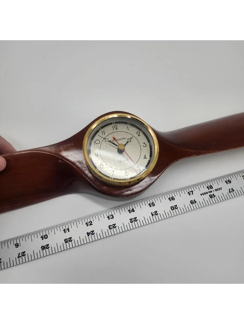 Large Wooden Propeller Wall Clock with Brass Tone Dial 27